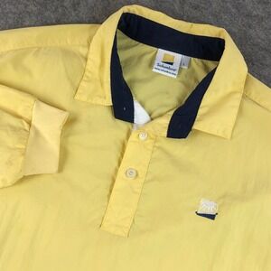 Solumbra Mens Long Sleeve Polo Shirt Yellow Size L Mesh Panels Sewn in USA